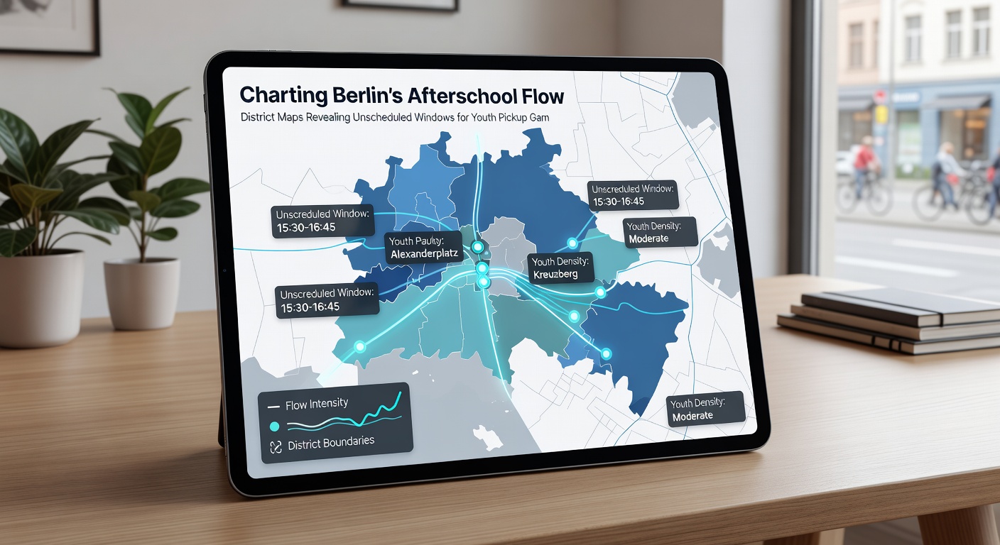 Detailansicht einer Berliner Bezirkspläne mit Zeitfenstern für Jugendspiele und markierten Wartungszyklen
