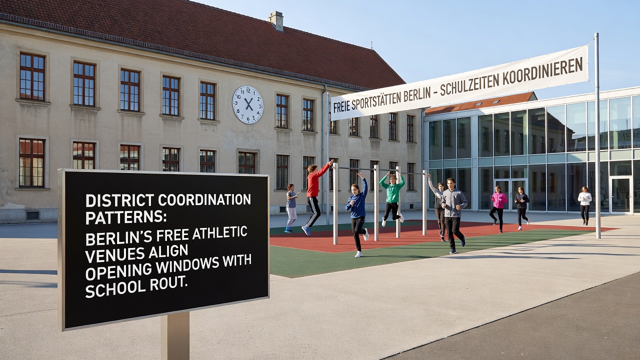 Beispiel einer koordinierten Sportanlage mit Zeitplan und Veranstaltungsübersicht