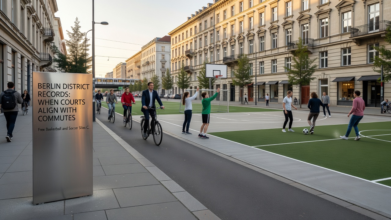 Jugendliche beim Basketballspiel auf einem freien Platz nahe einer Berliner U-Bahn-Station während der Nachmittagsstunden